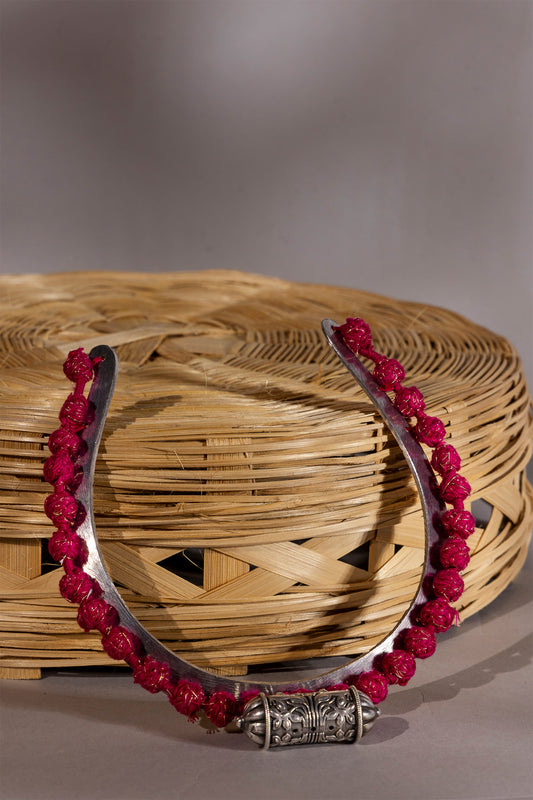 Pink Thread Ball Hasli Choker