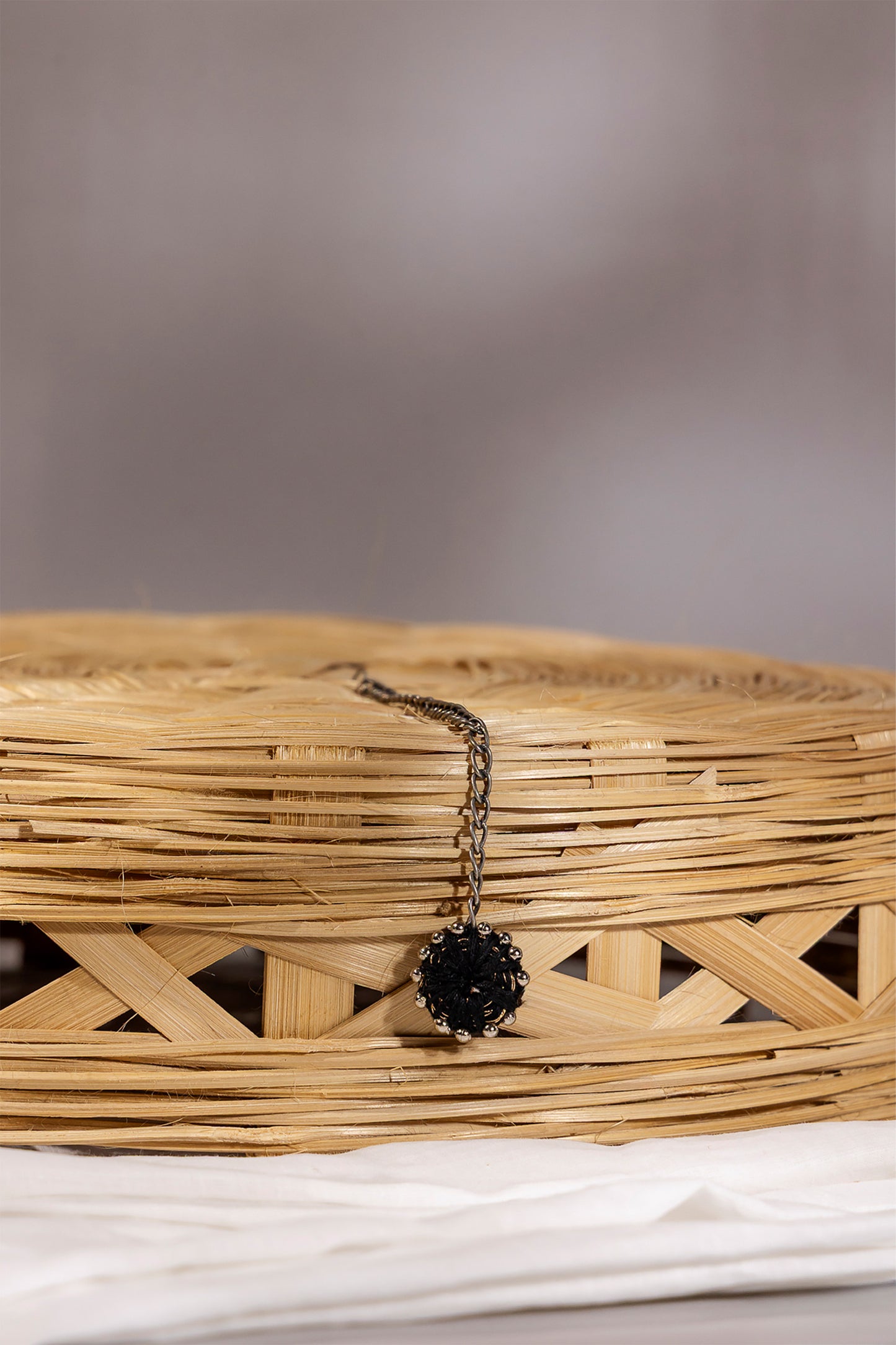 Black Sun Thread Ball Maang Tikka