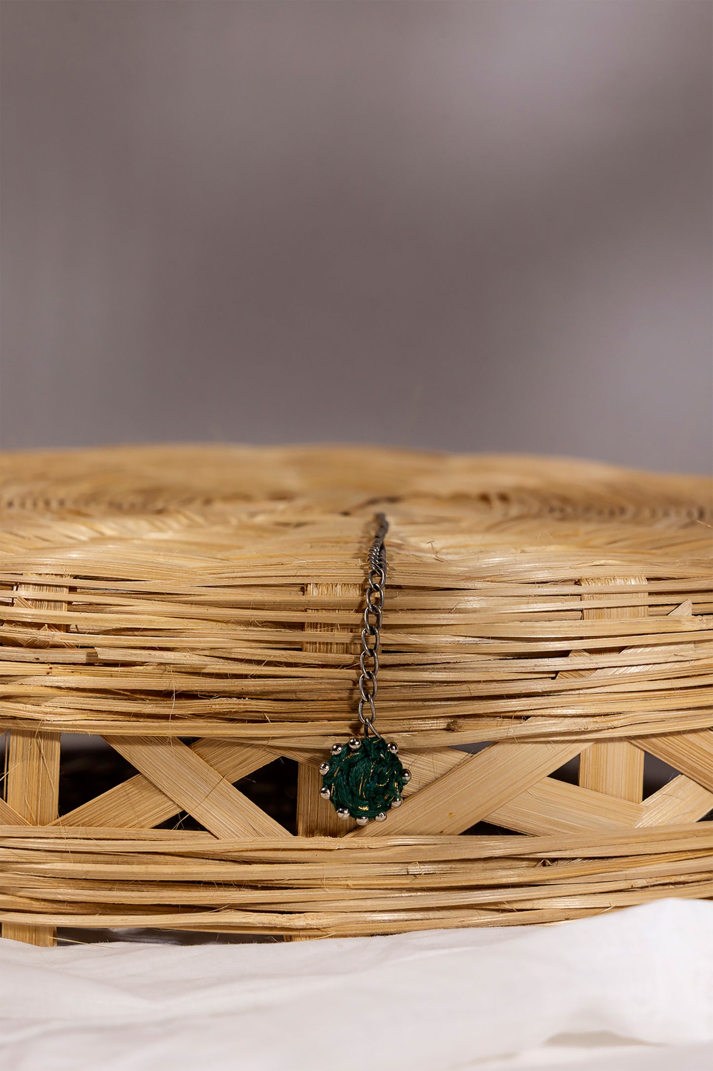 Green Sun Thread Ball Maang Tikka