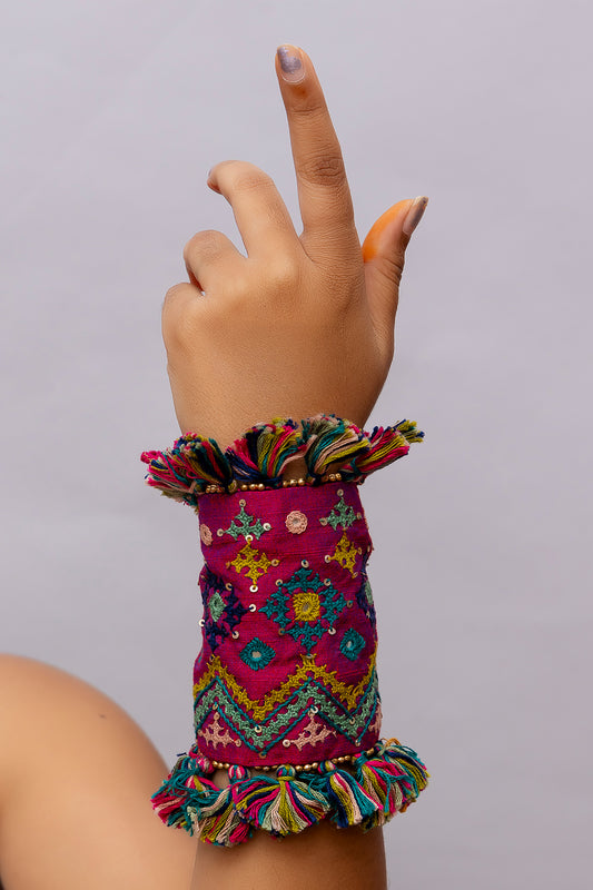 Pink Multi Rabari Handcuff