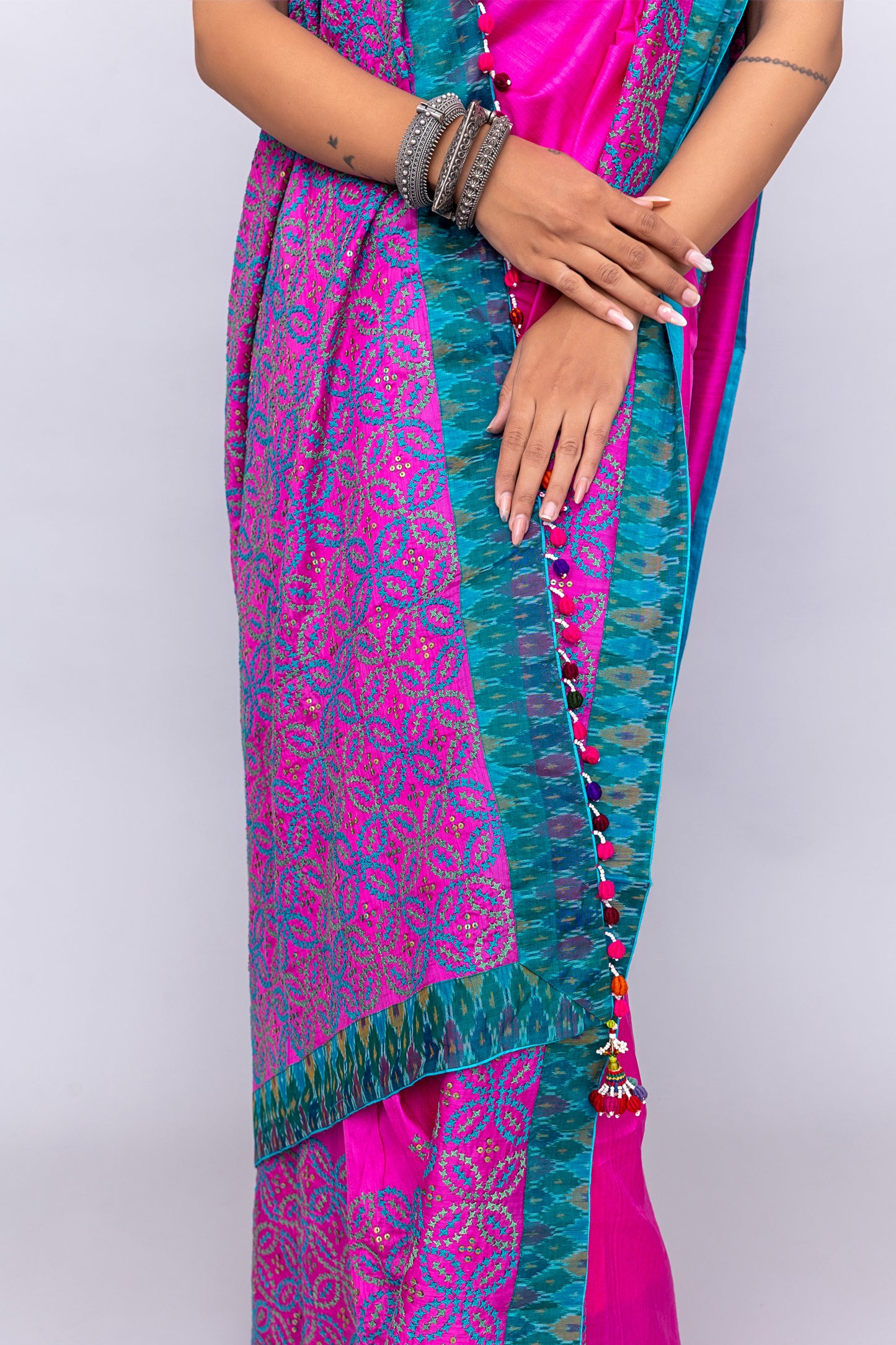 Rani Pink Satin Silk Saree – Timeless Craftsmanship & Vibrant Elegance