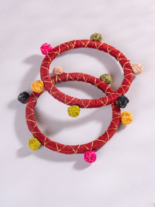 Dark Red Thread Bangles