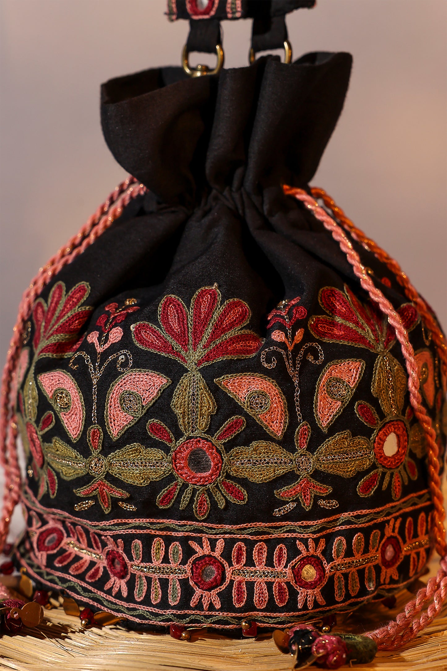 Black Garden Design Potli Bag