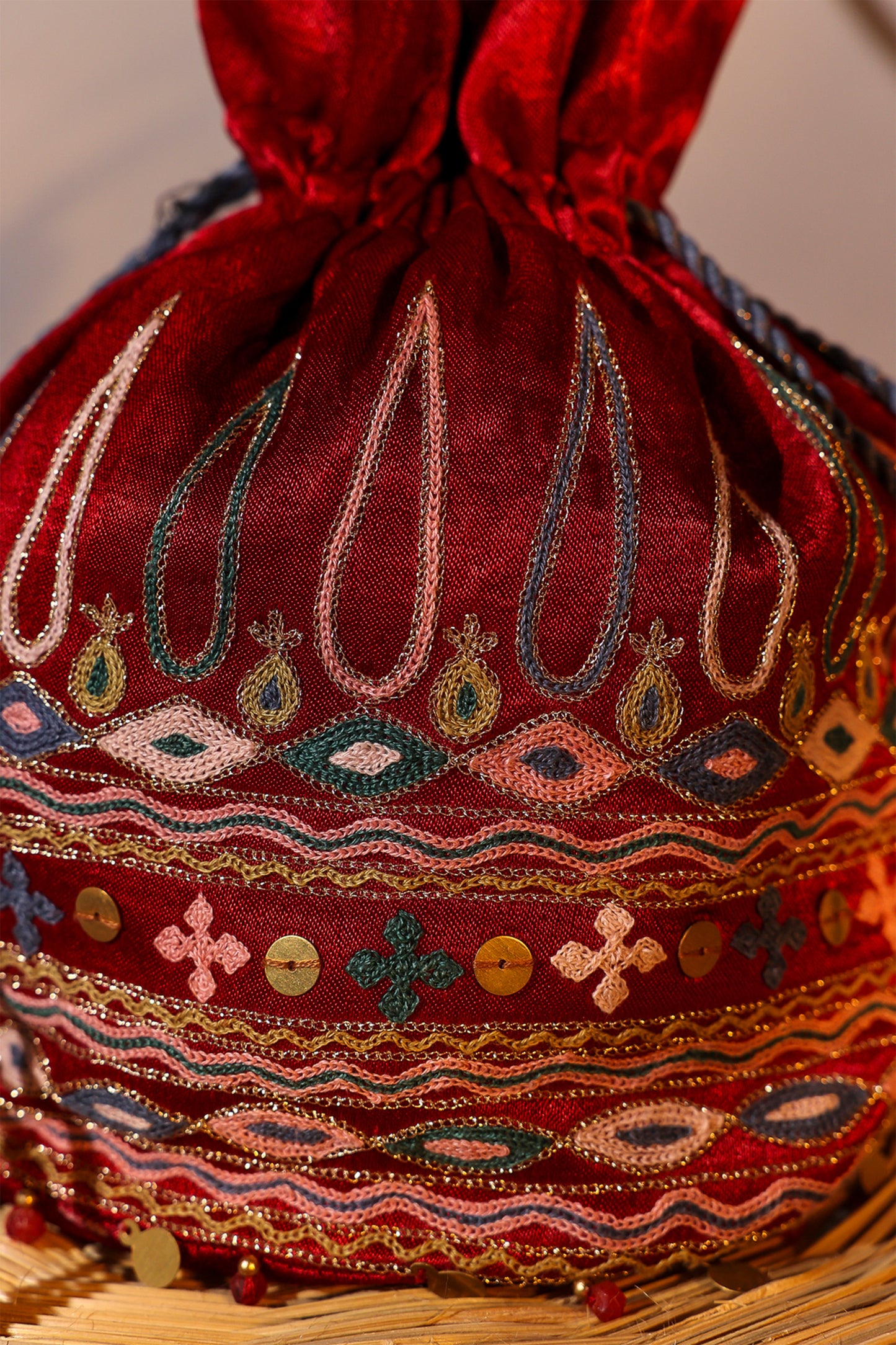 Red Kutchi Festiv Potli Bag