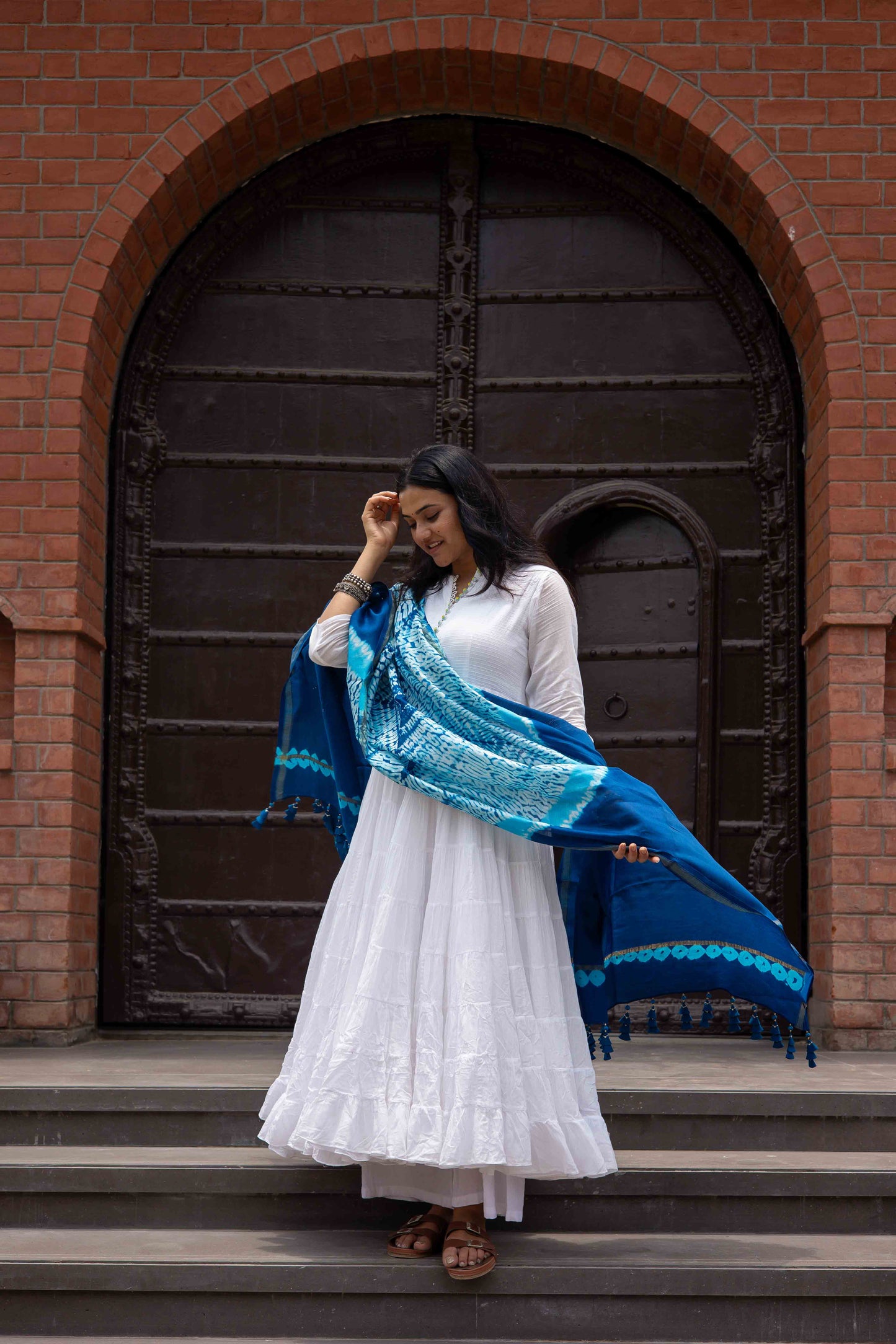 Chanderi Leheriya Bandhani Duppatta With Tassels