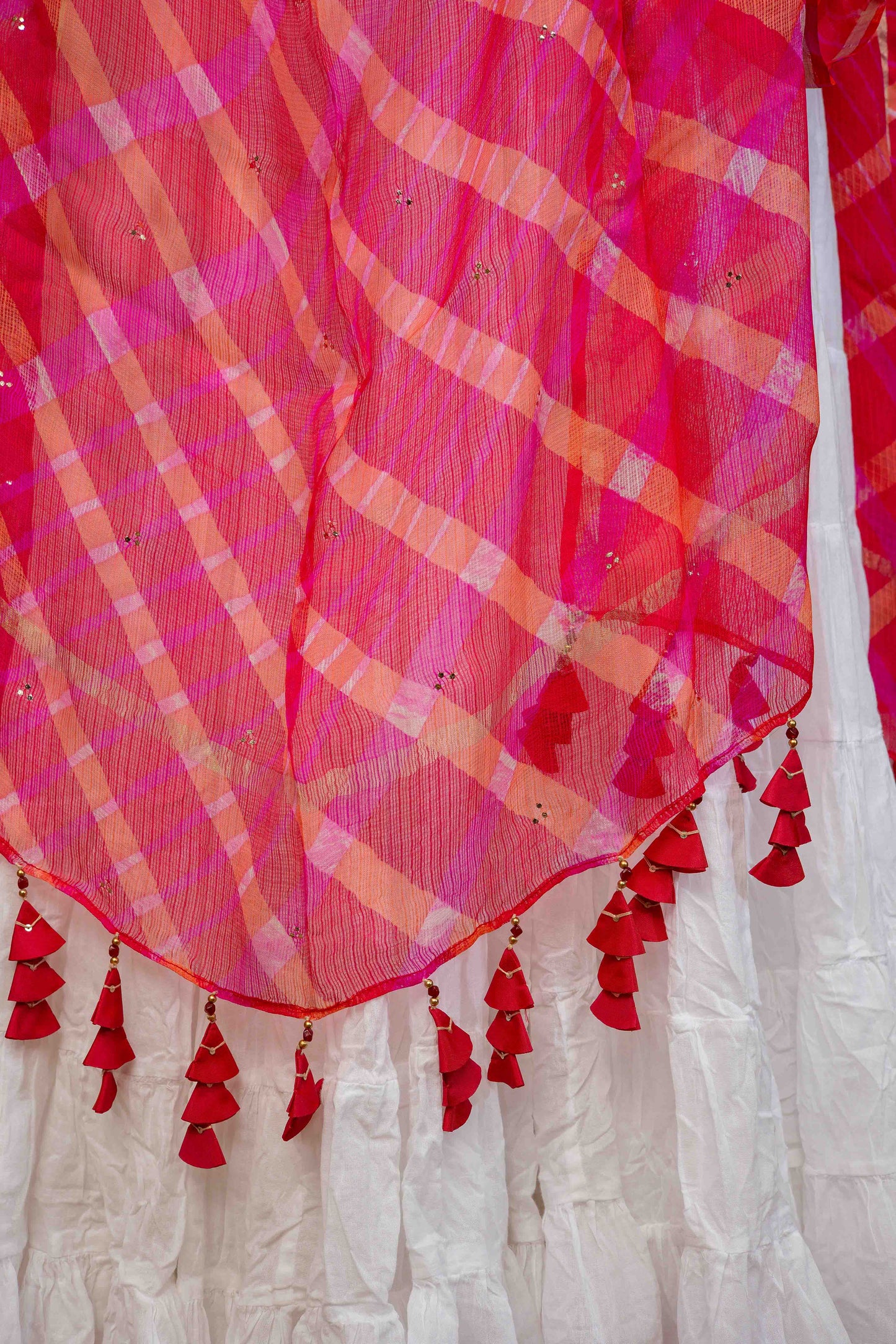 Kota Doria Dupatta With Crafted Tassels