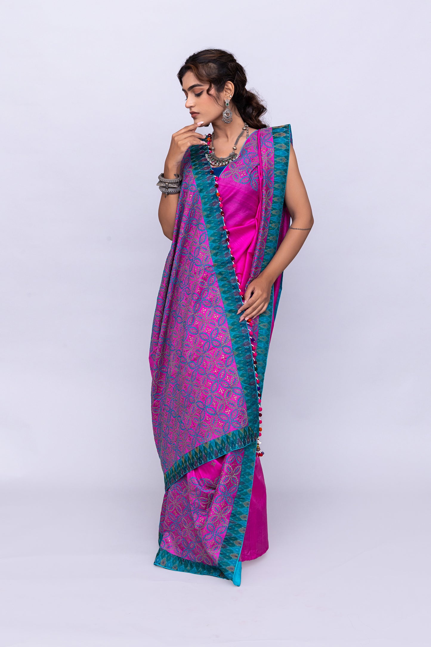 Rani Pink Satin Silk Saree – Timeless Craftsmanship & Vibrant Elegance