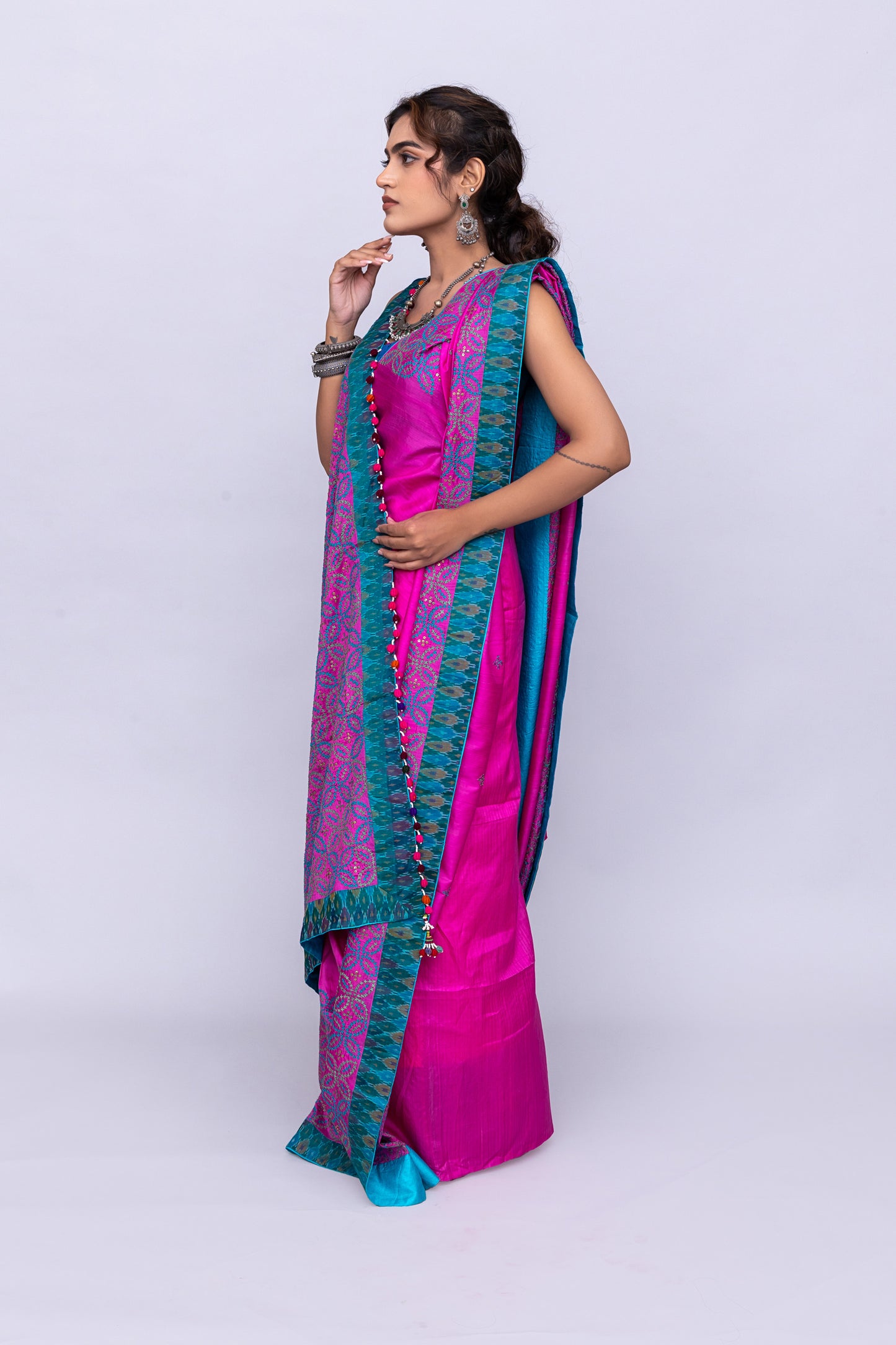 Rani Pink Satin Silk Saree – Timeless Craftsmanship & Vibrant Elegance