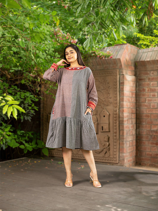 Dress With Applique On Karnataka Weave