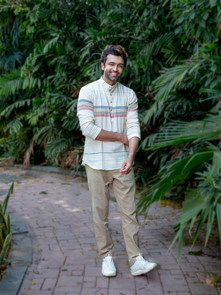 Multi-colour Handwoven Short Kurta