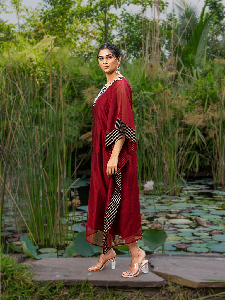 Mirror Work V-Neck Long Kaftan