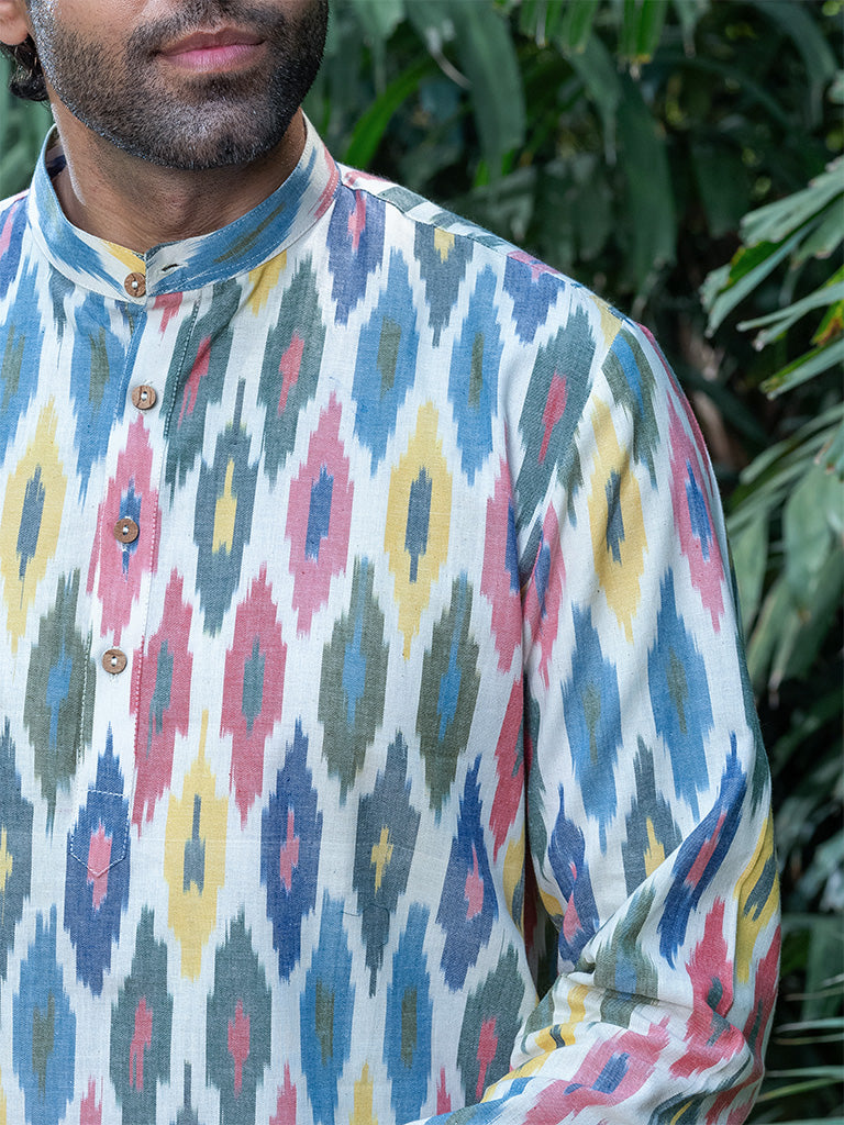Handwoven Ikkat Multi-Colour Short Kurta