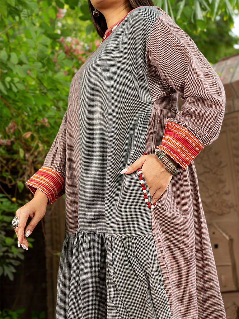 Dress With Applique On Karnataka Weave