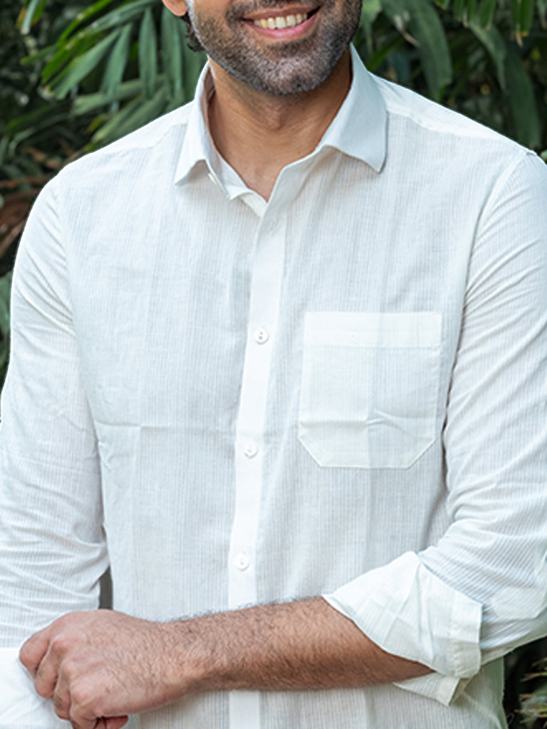 Handwoven White Khadi Shirt