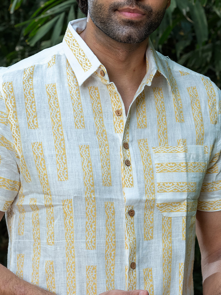 Hand-Block Printed Khadi Shirt