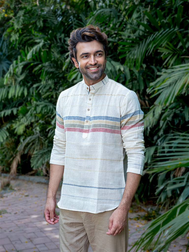 Multi-colour Handwoven Short Kurta