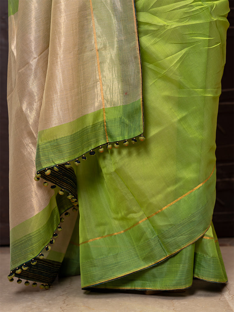 Handwoven Green Chanderi Silk Saree