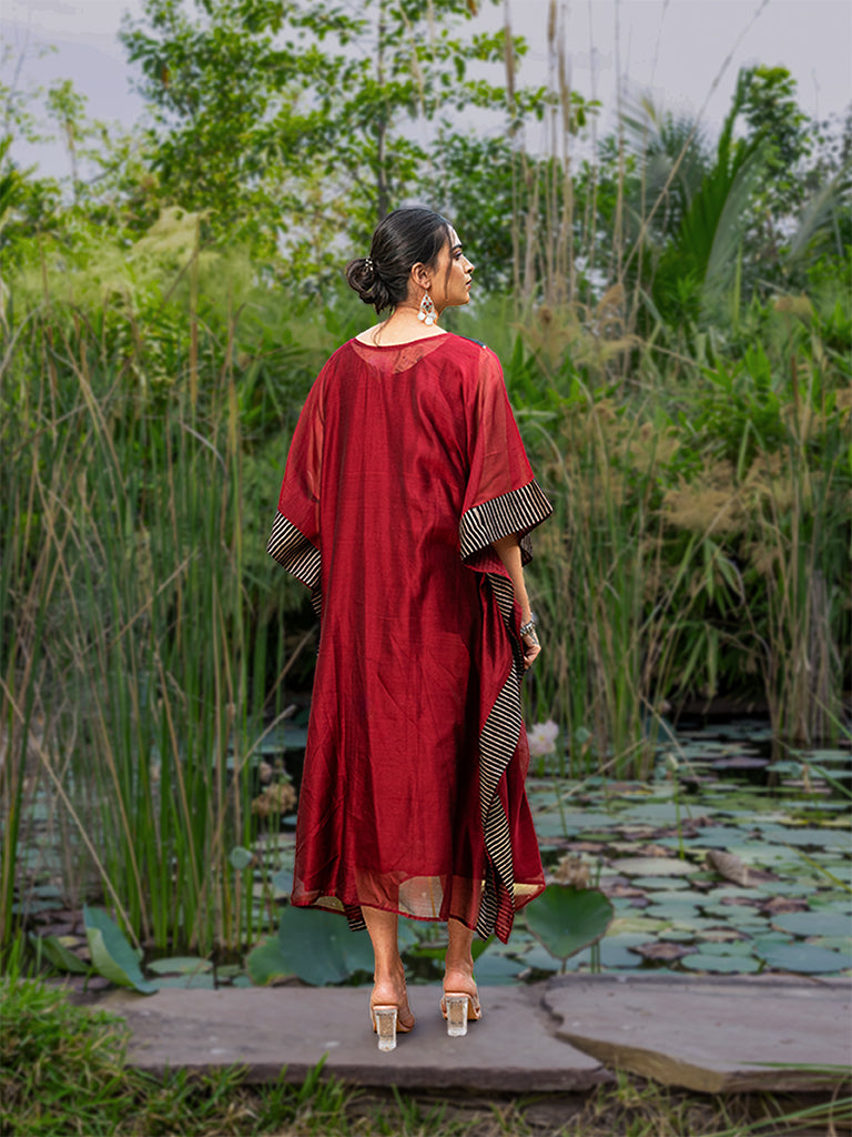 Mirror Work V-Neck Long Kaftan