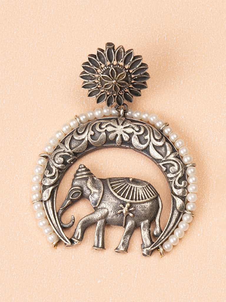 Elephant Oxidised Earring