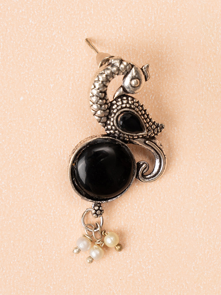 Peacock Black Oxidised Earring