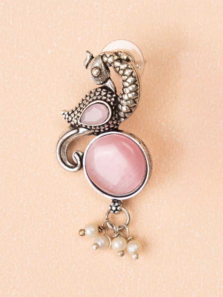 Peacock Pink Oxidised Earring