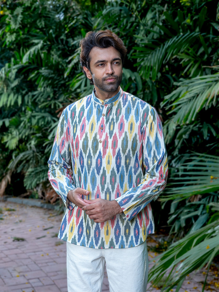 Handwoven Ikkat Multi-Colour Short Kurta