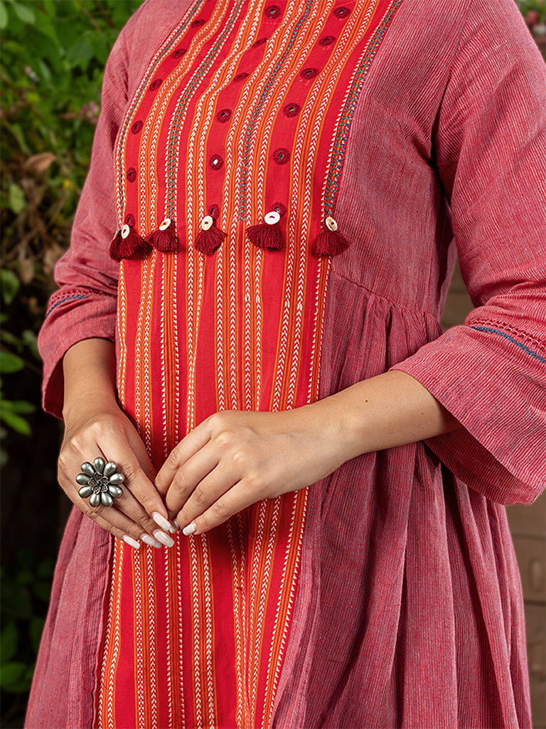 Dress With Hand Embroidery and Karnataka Weave
