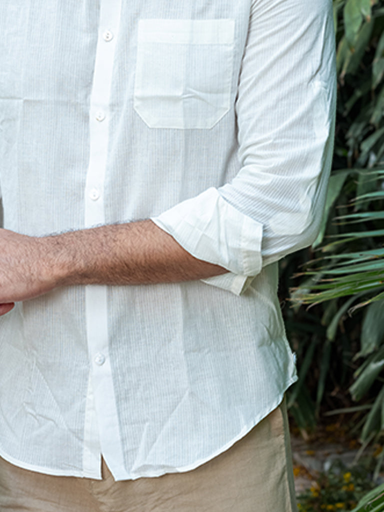 Handwoven White Khadi Shirt