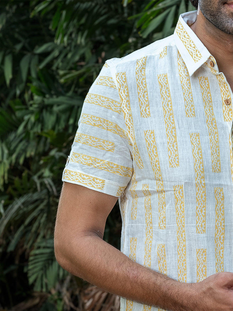 Hand-Block Printed Khadi Shirt