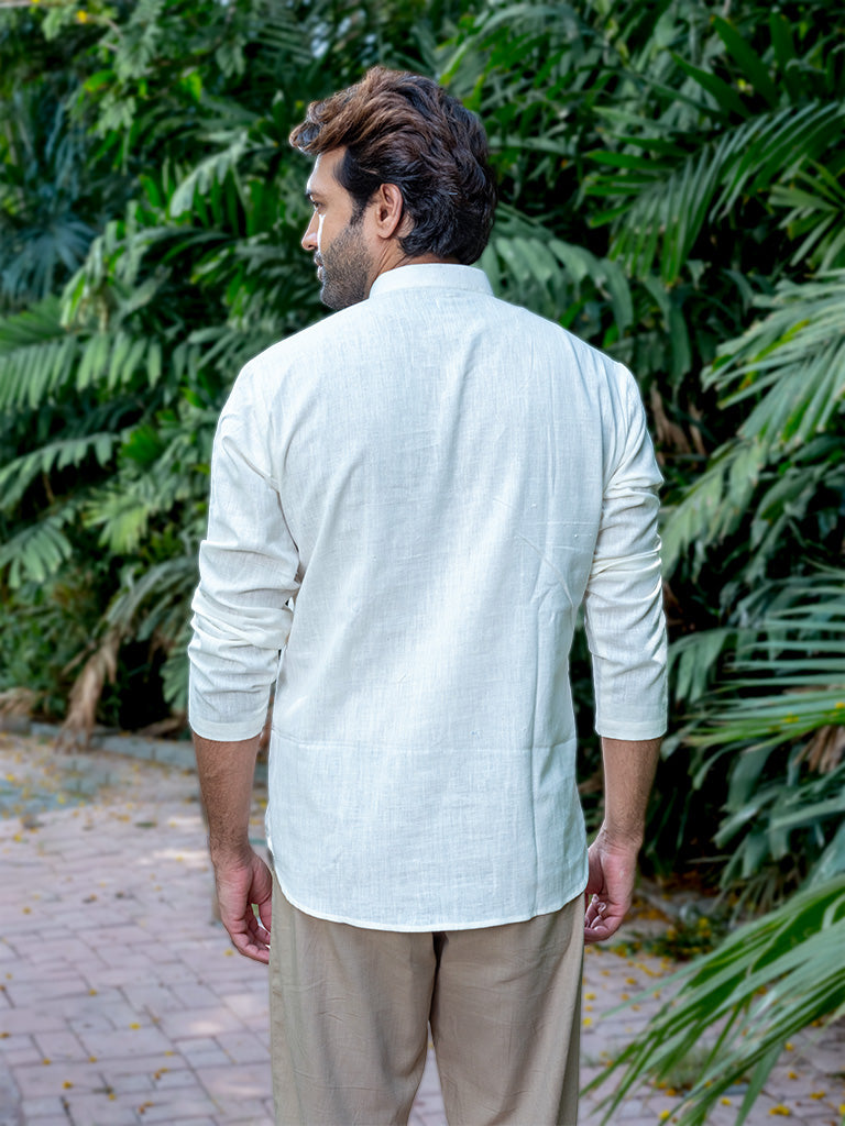 Handwoven Off-White Khadi Short Kurta