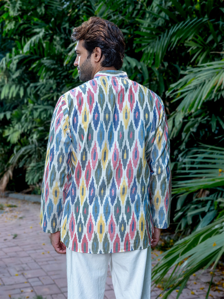 Handwoven Ikkat Multi-Colour Short Kurta