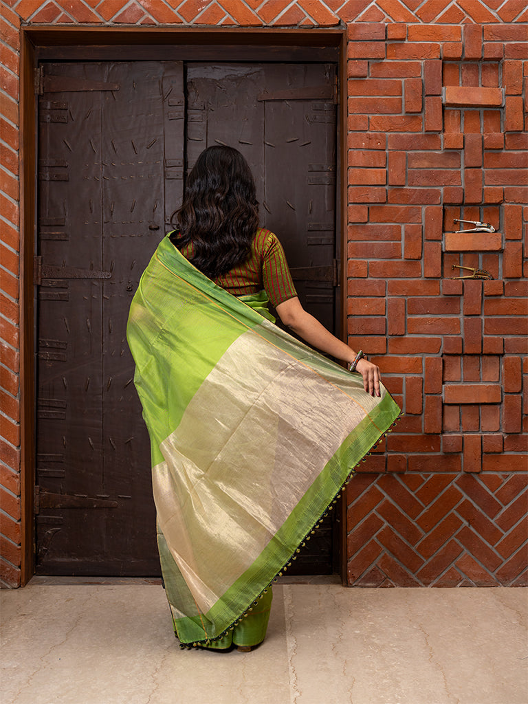 Handwoven Green Chanderi Silk Saree