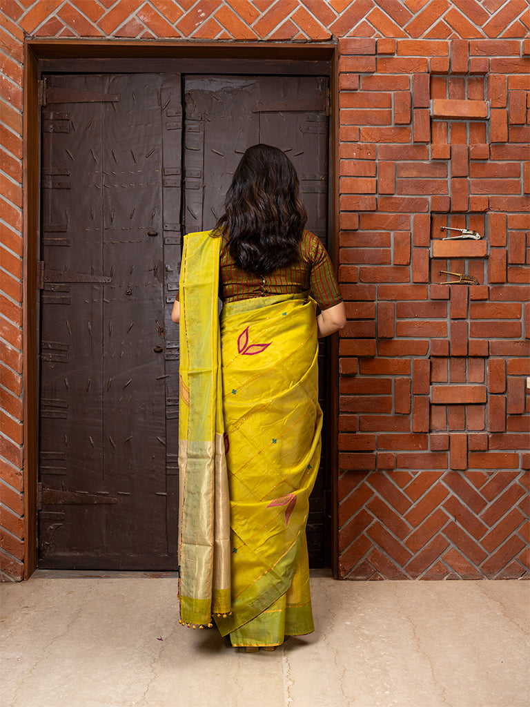 Aari Hand-Embroidered Chanderi Saree