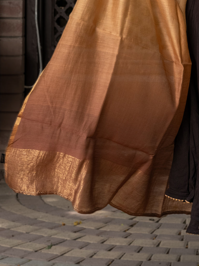 Cream-Brown Tie-Dye Chanderi Silk Dupatta