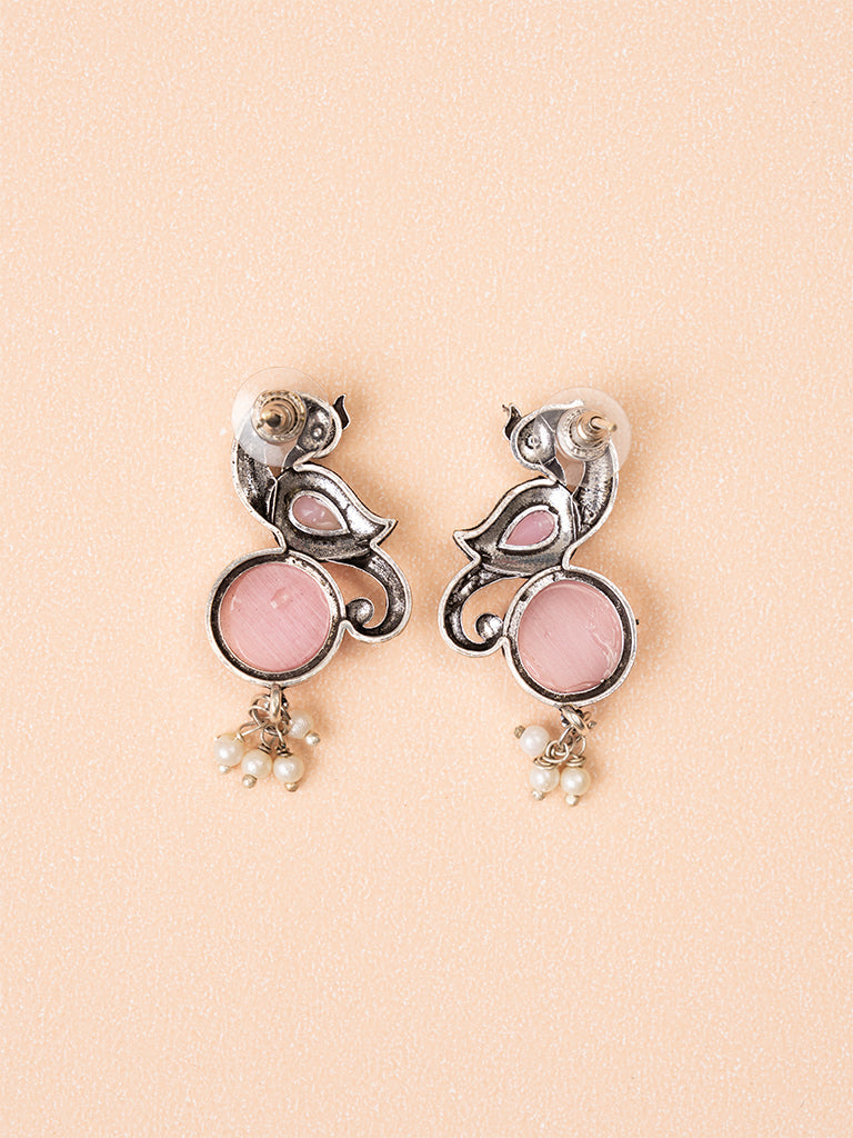 Peacock Pink Oxidised Earring