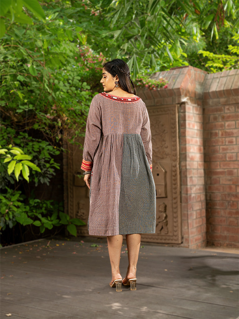 Dress With Applique On Karnataka Weave