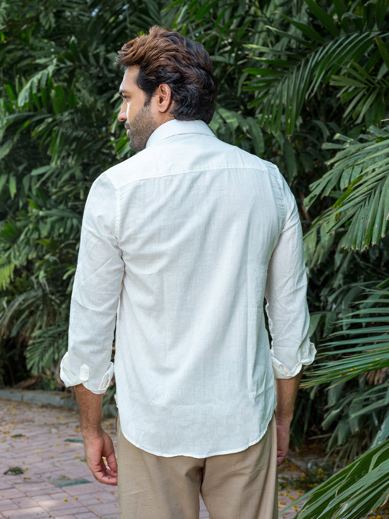 Handwoven White Khadi Shirt