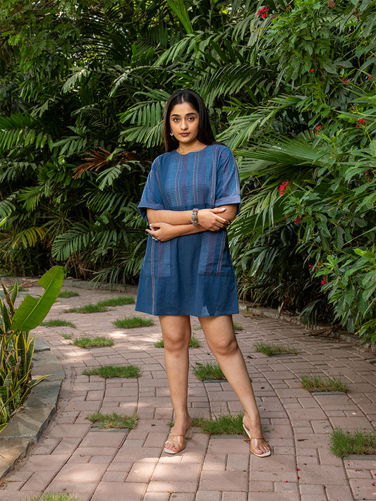 Blue Tunic With Hand Work
