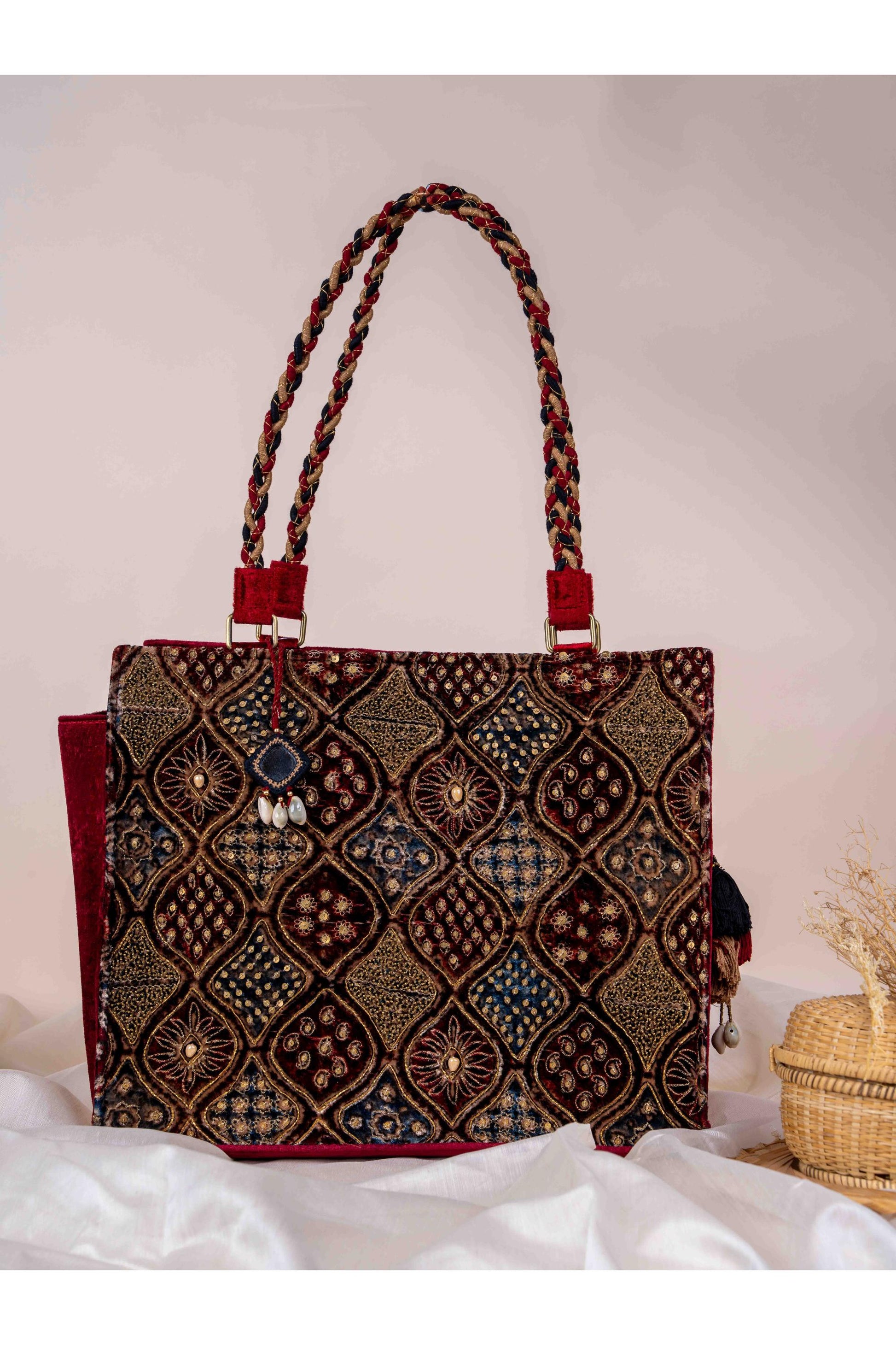 Fusion of Ajrakh Tote Bag