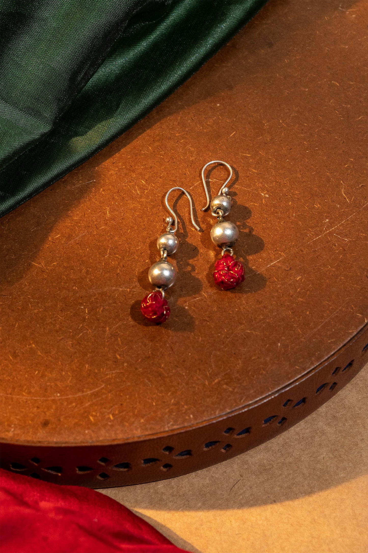 Red Oxidised Thread Ball Dangler