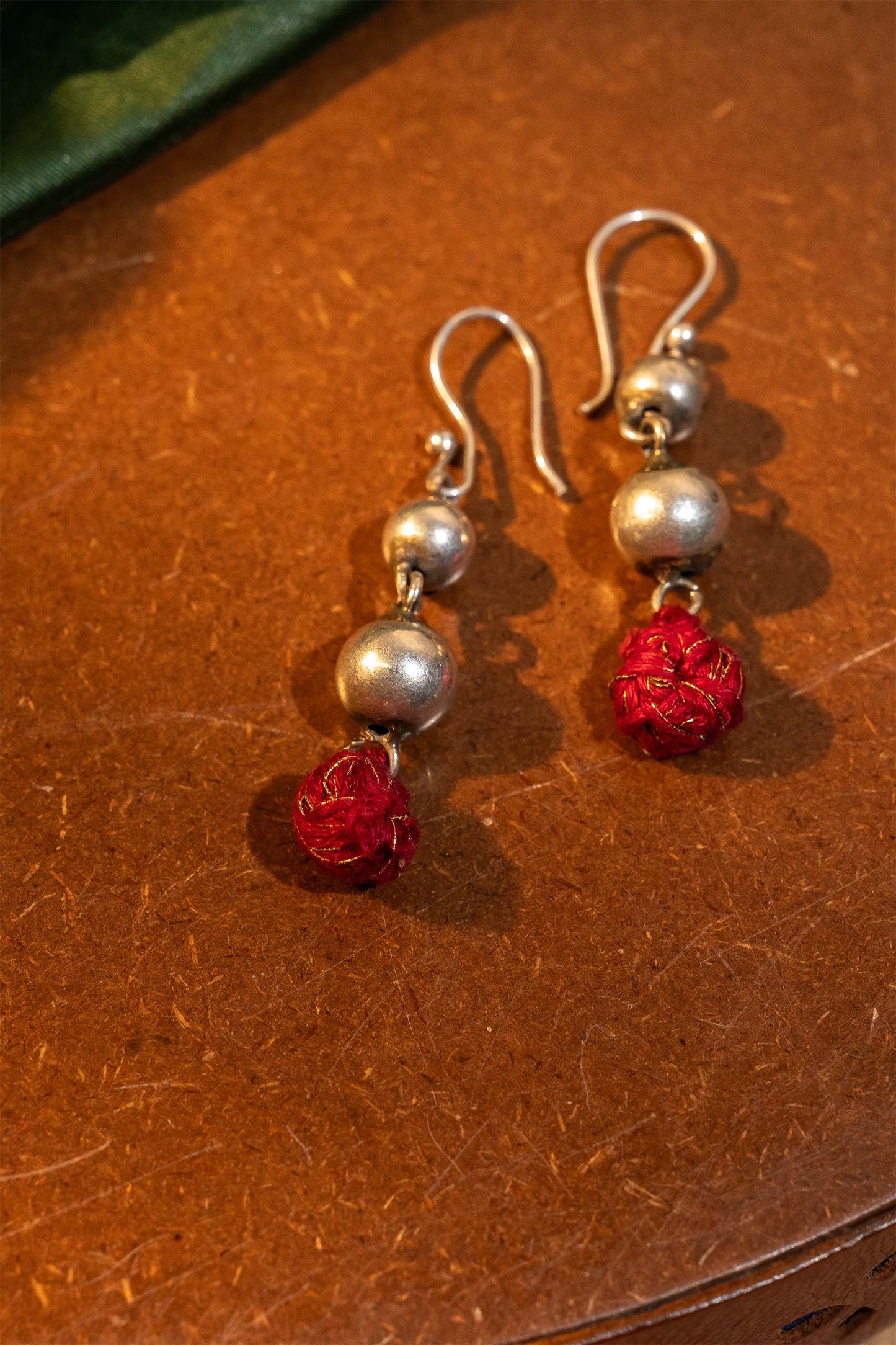 Red Oxidised Thread Ball Dangler