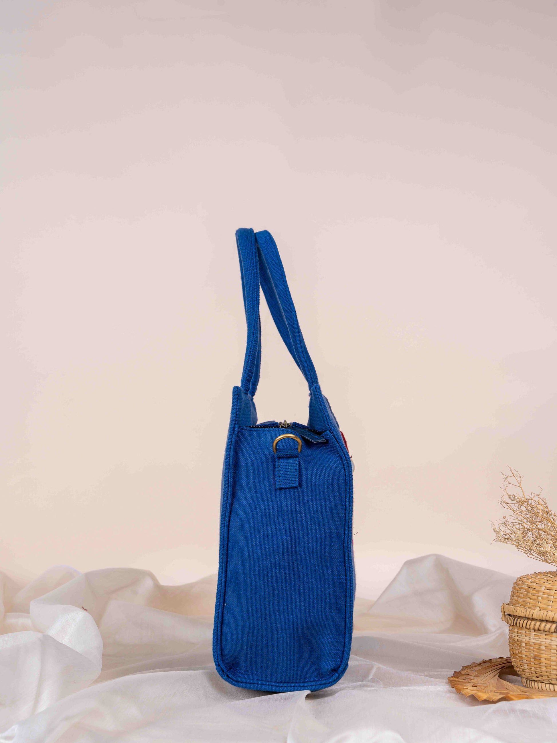 Blue Floral Mini Tote Bag