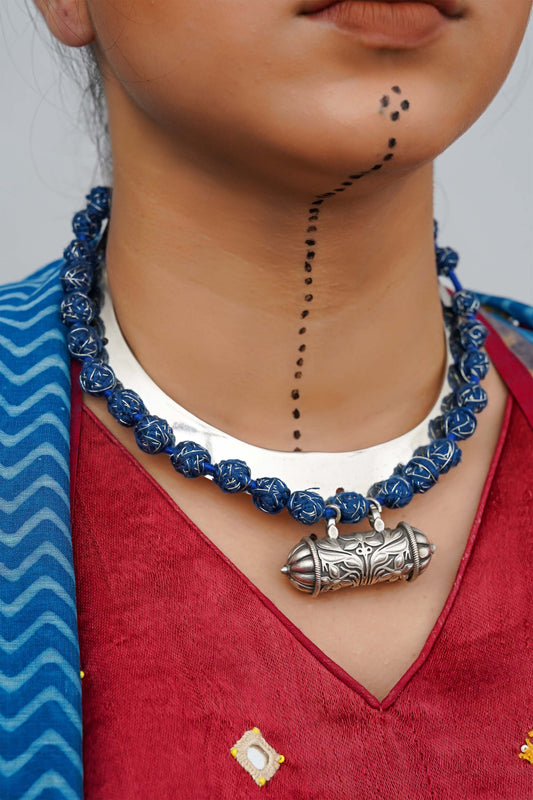 Blue Thread Ball Hasli Choker