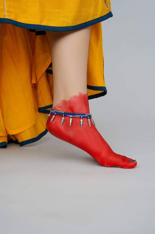 Blue Oxidised Leaf Anklet