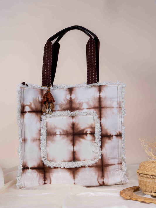 Brown Shibori Tote Bag