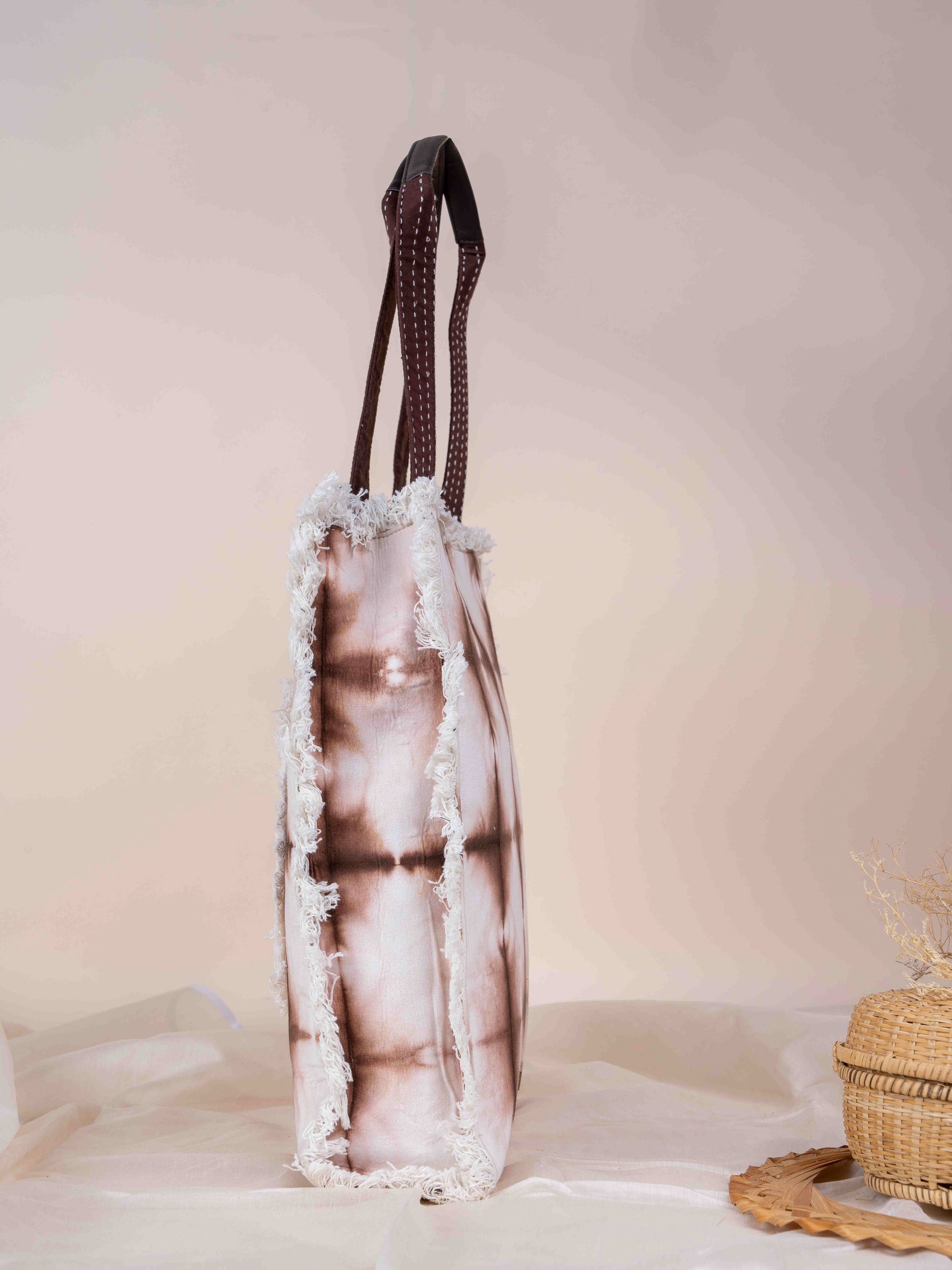 Brown Shibori Tote Bag