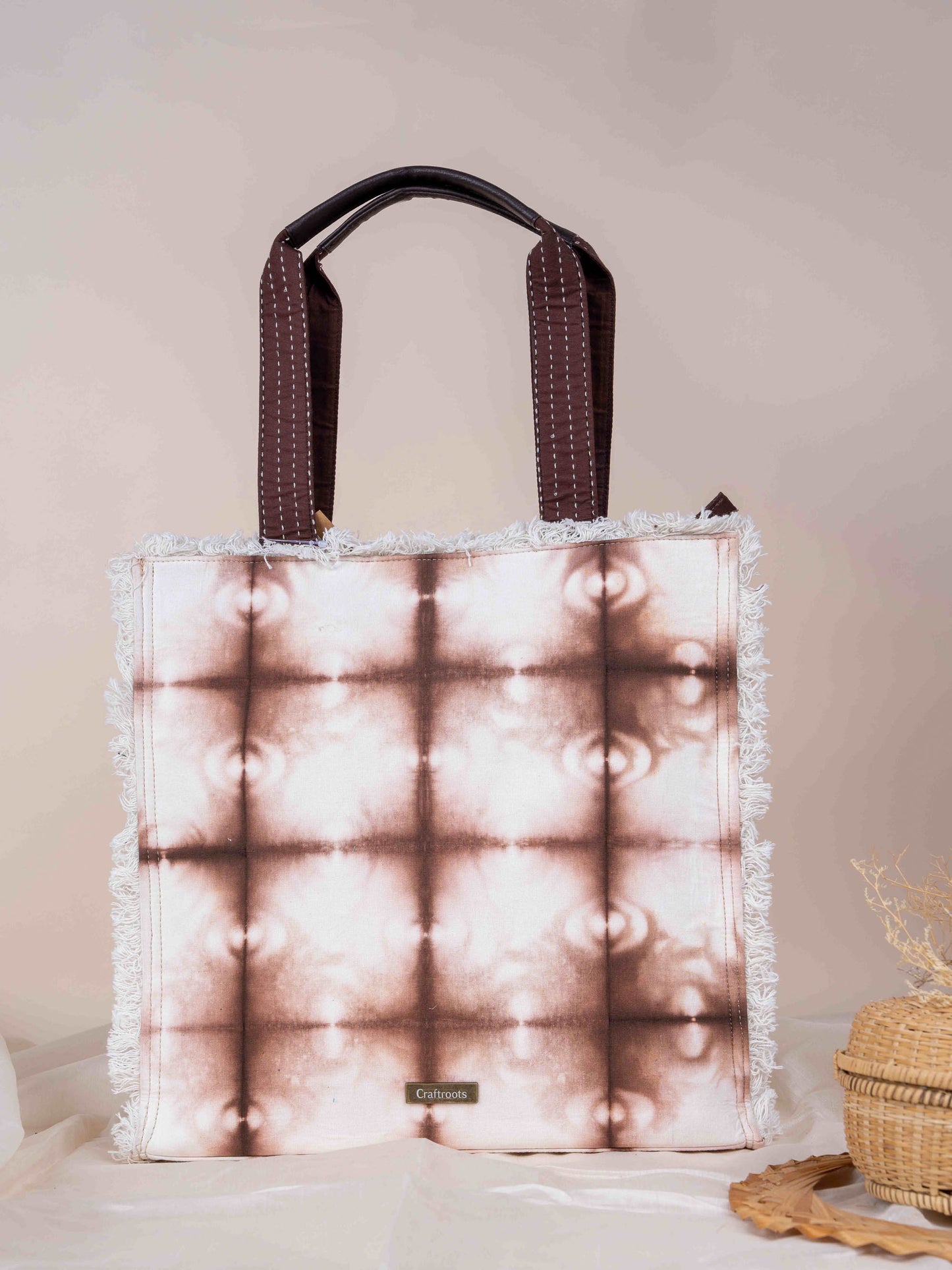 Brown Shibori Tote Bag