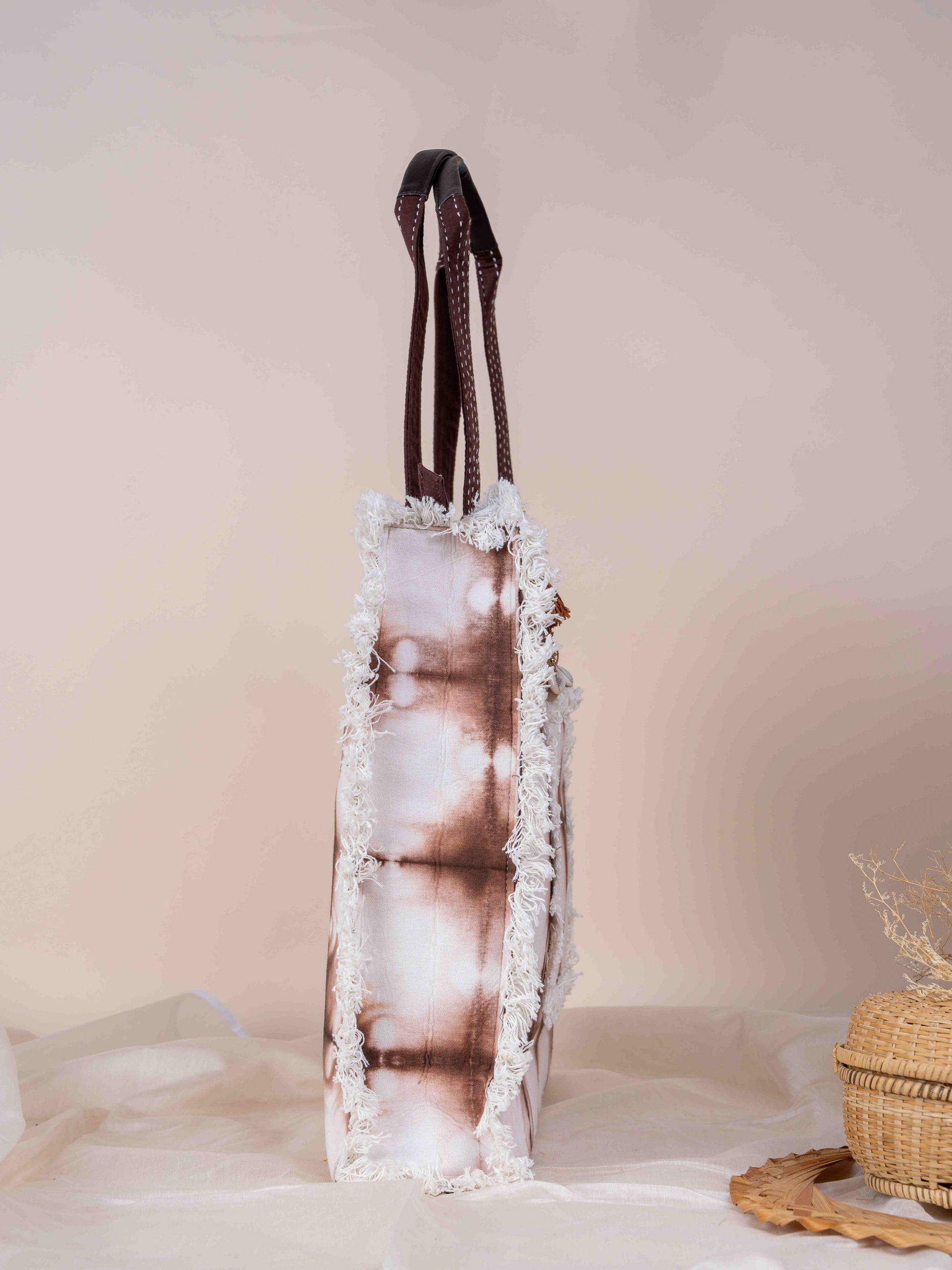 Brown Shibori Tote Bag