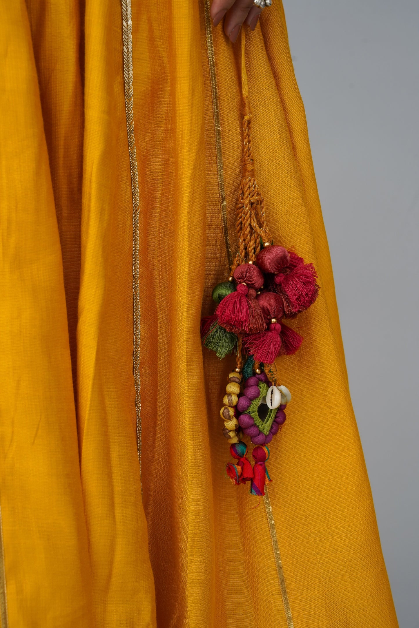 Yellow Slub Silk Chanderi Lehenga – Classic Navratri Chaniya