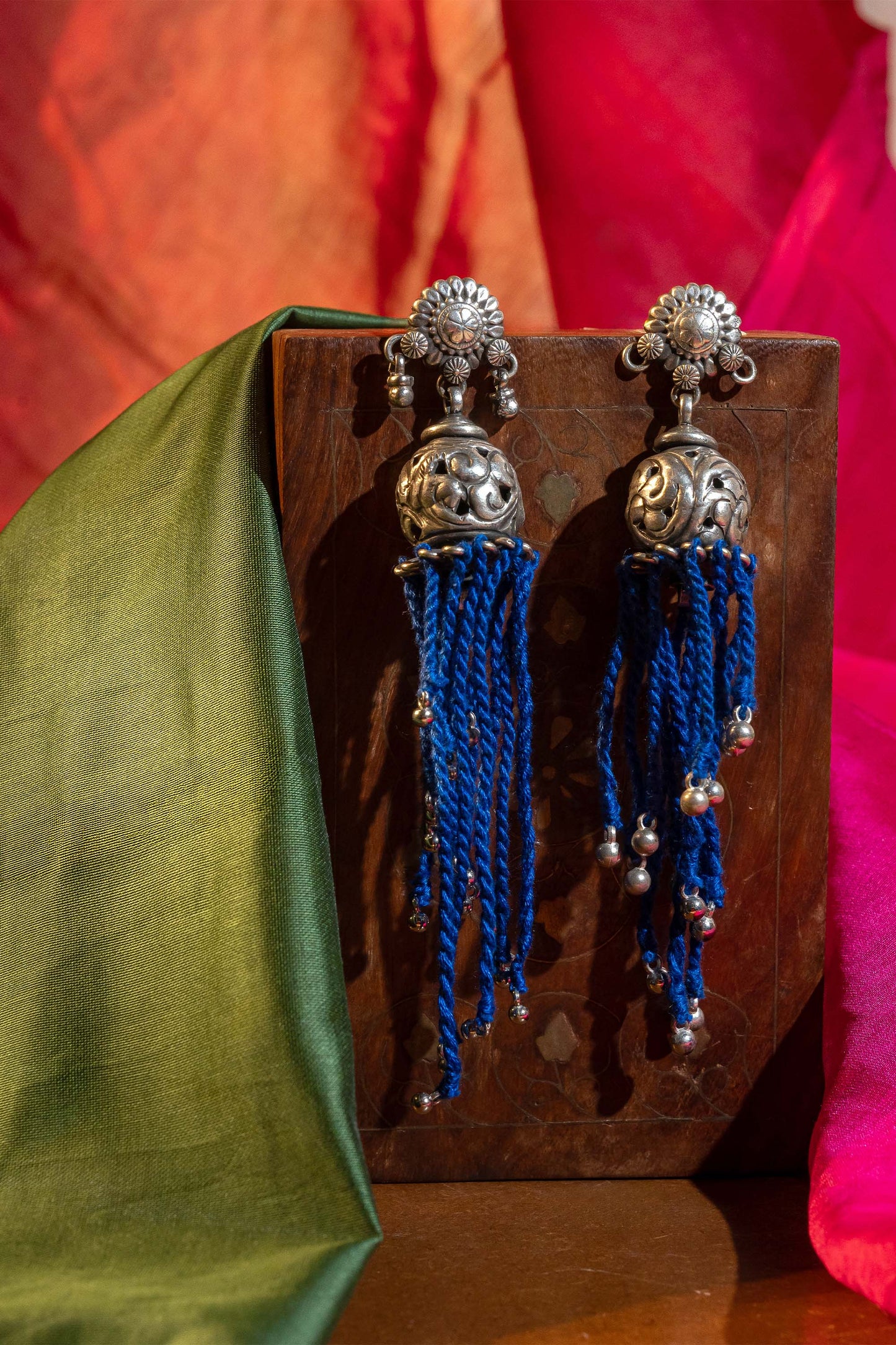 Blue Twisted Thread Jhumki